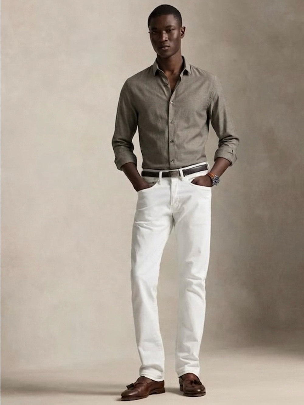 Armani Exchange Olive Green Casual Button-Down Shirt - Limited Edition